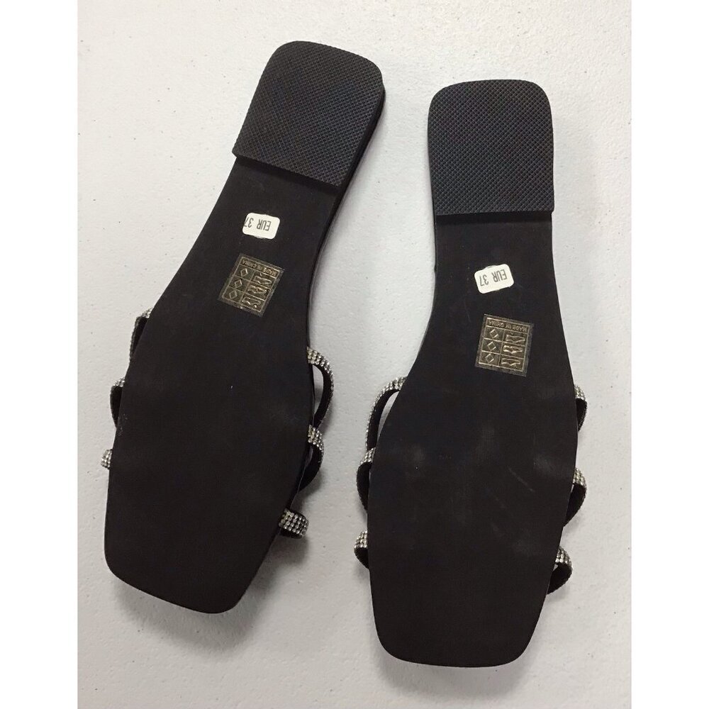 Woman’s Black with Silver Sparkles Flat Slides Size 6.5 💎 - Picture 4 of 4